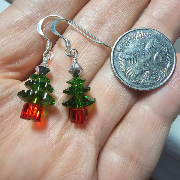 Mini Green Swarovski Christmas Trees - Silver