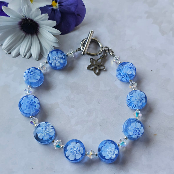 Blue Millefiori Coin Bracelet