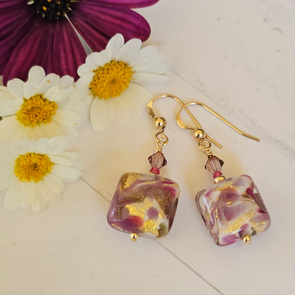 Marbled Glass Square Earrings