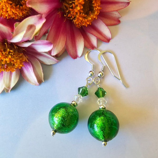 Silver Foil Murano Glass Earrings