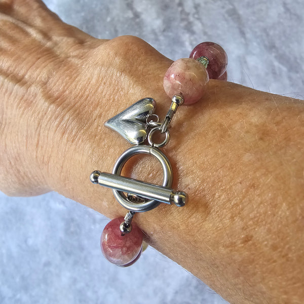 Pink and Green (Watermelon) Bracelet 23cm