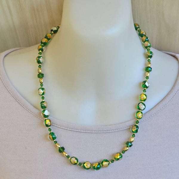 Green, Silver and Gold Necklace