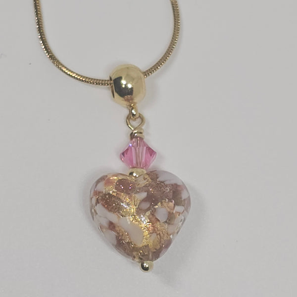 Speckled Murano Glass Heart Pendant