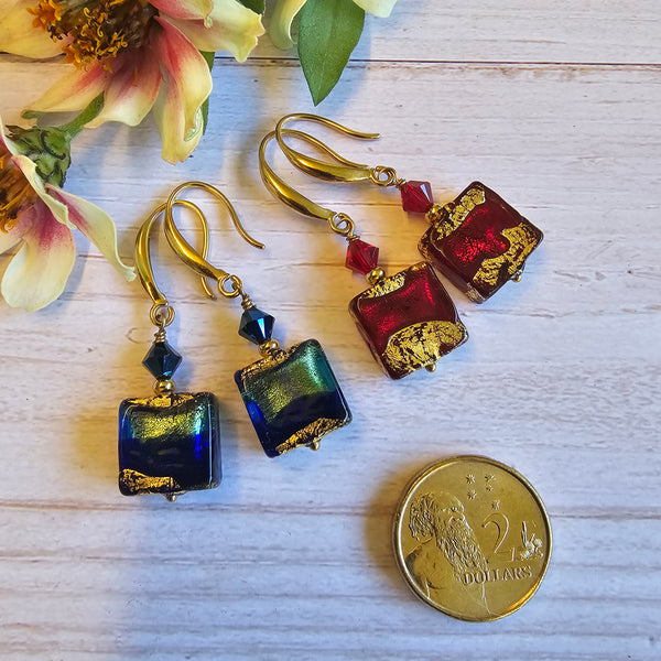 Exposed Gold Square Earrings