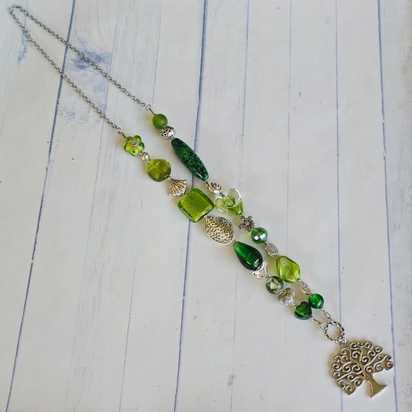 Shades of Green Long Necklace