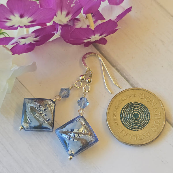 Murano Foil Glass Diagonal Squares