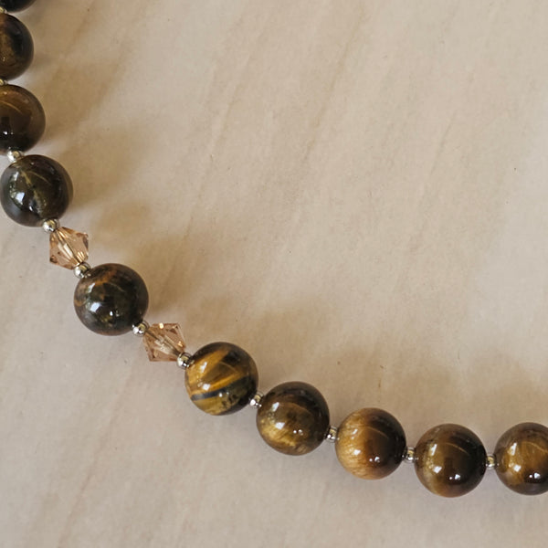 Tiger's Eye and Crystal Necklace
