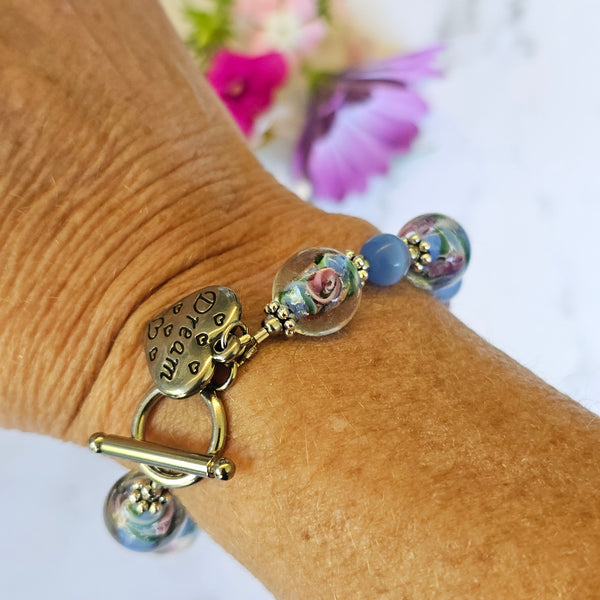 Blue Lampwork Glass Bracelet