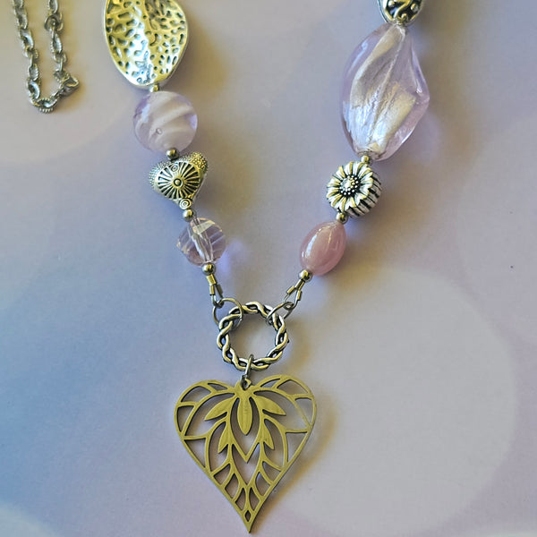 Long Pink Beaded Necklace