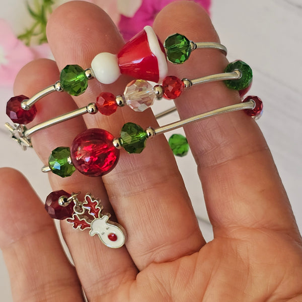 Christmas Lampwork Wraparound Bracelet