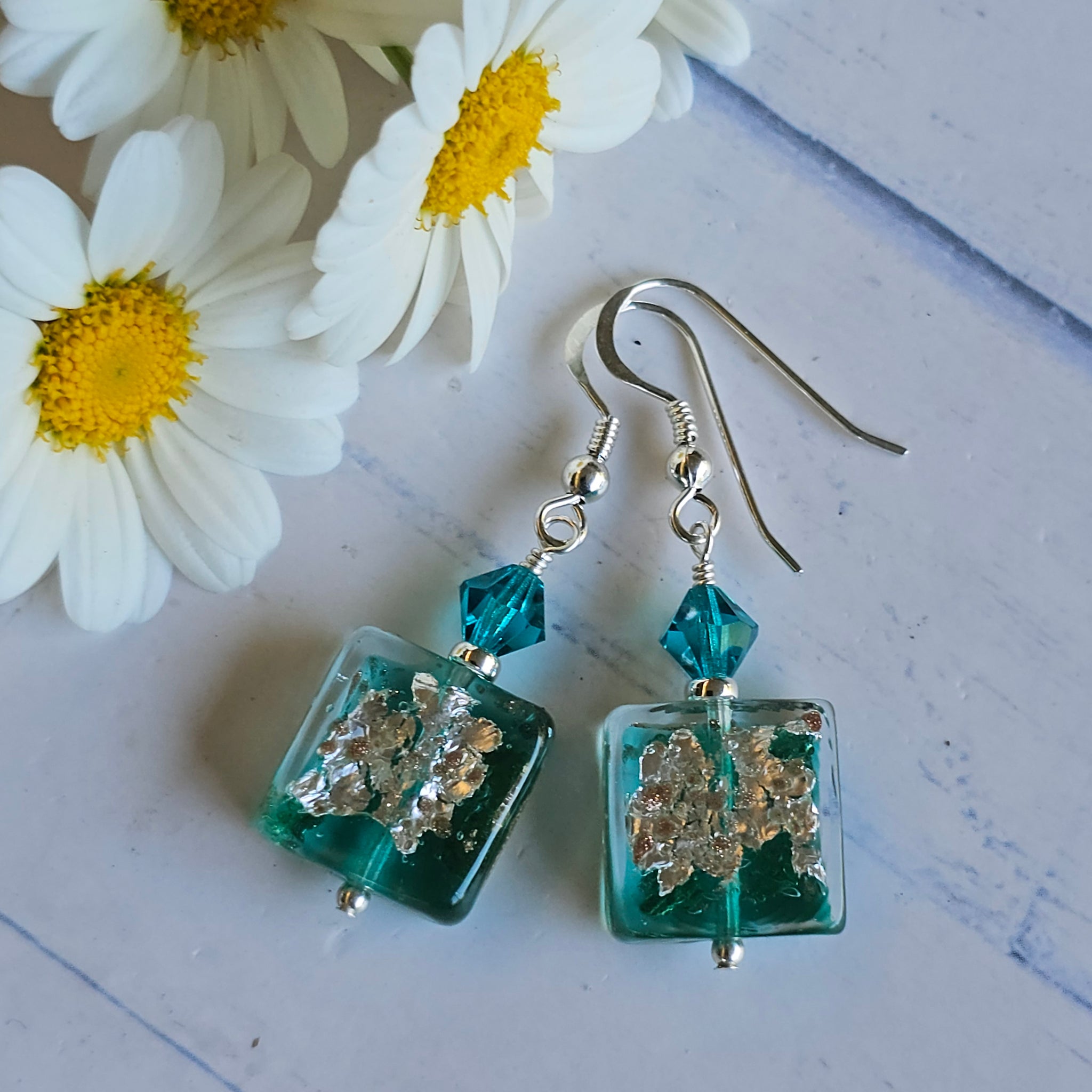 Sea Foam Luna Murano Glass Squares