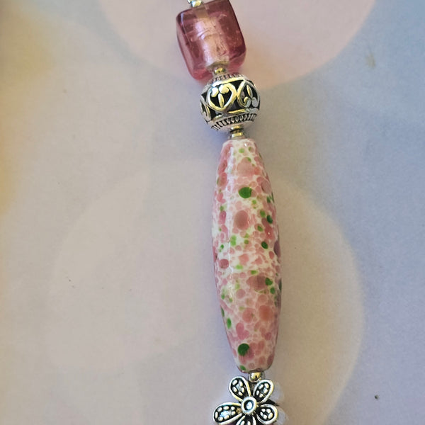 Long Pink Beaded Necklace