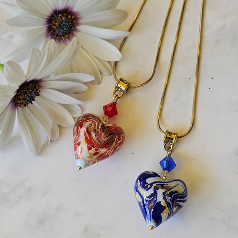 Marbled Murano Glass Heart Pendant