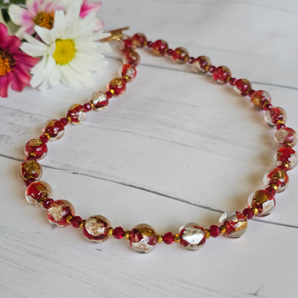Red, Gold and Silver Necklace