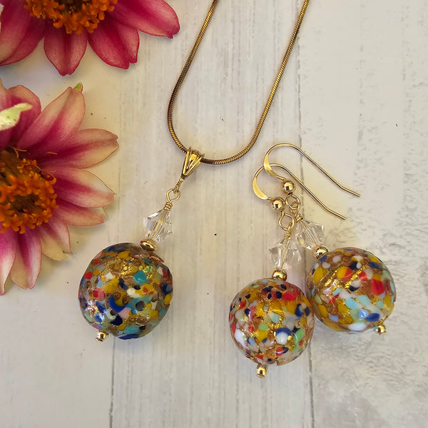 Cluseau Murano Glass Round Earrings