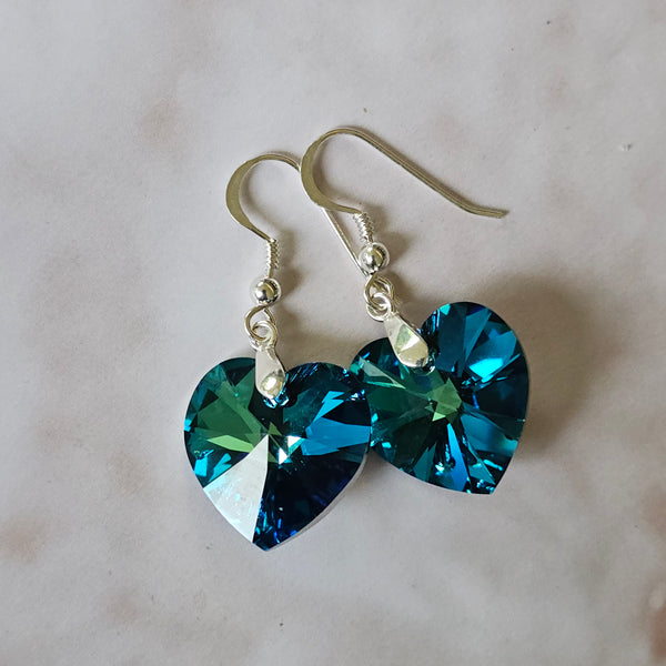 Swarovski Crystal Heart Earrings - Large