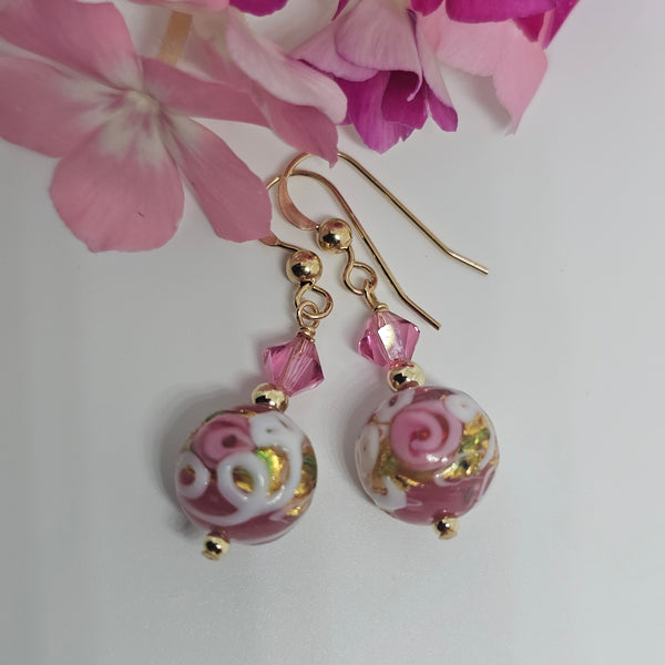 Wedding Cake Murano Glass Earrings 10mm