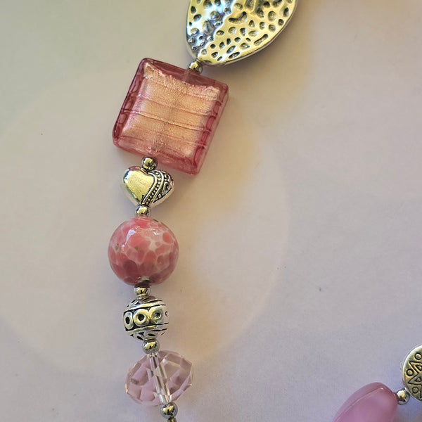 Long Pink Beaded Necklace