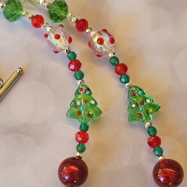 Christmas Necklace with Snowmen - Silver