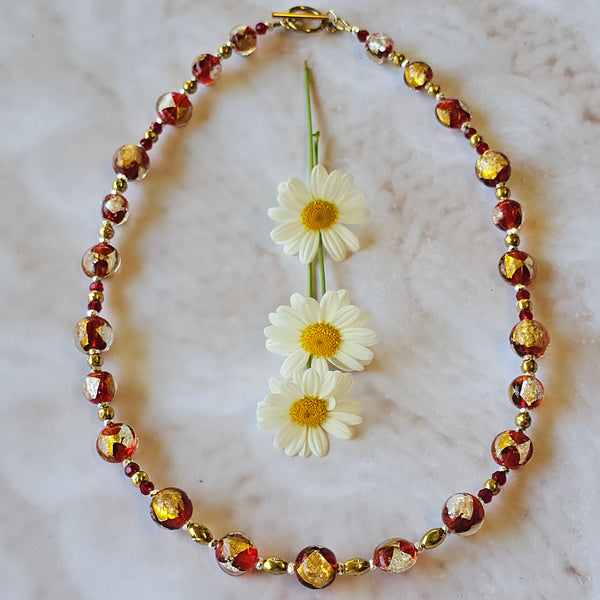 Red, Gold and Silver Necklace
