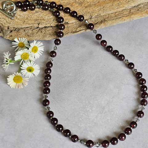 Garnet and Crystal Necklace