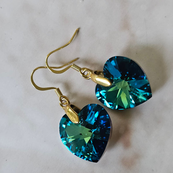 Swarovski Crystal Heart Earrings - Large