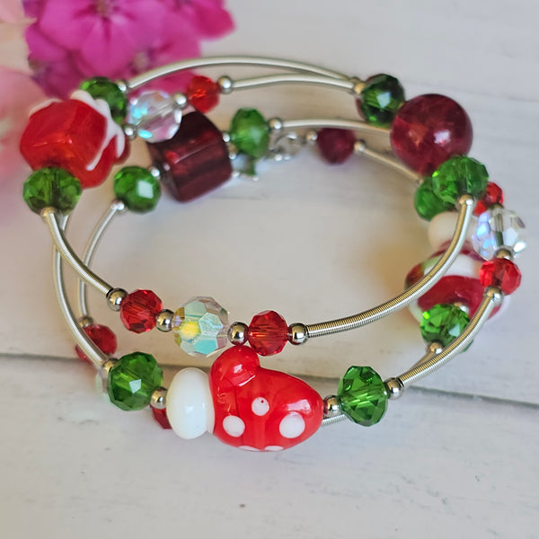 Christmas Lampwork Wraparound Bracelet