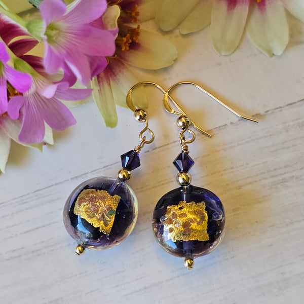 Plum Purple Luna Disc Earrings