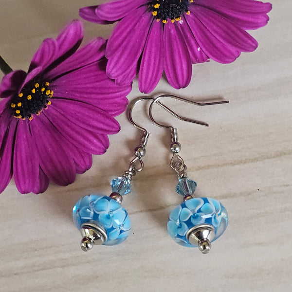 Rondelle Lampwork Earrings short length