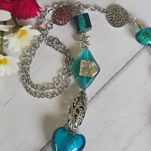 Long Teal Green Necklace