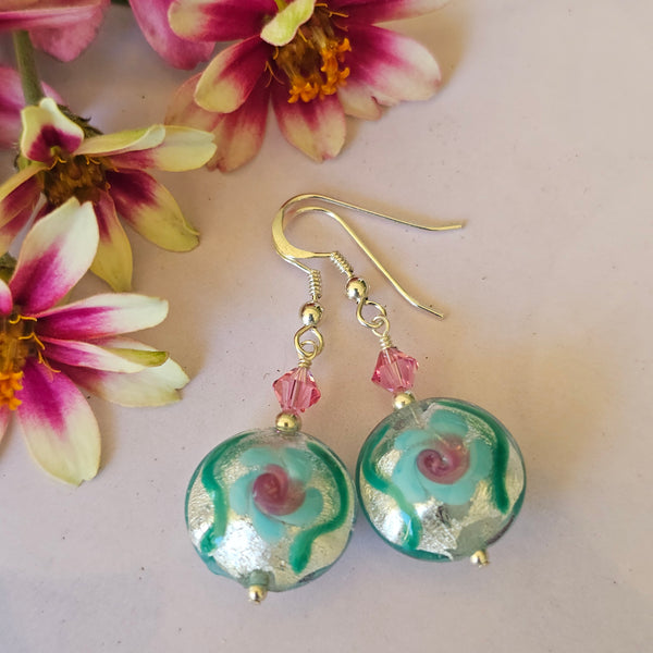 Murano Glass Lampwork Disc Earrings