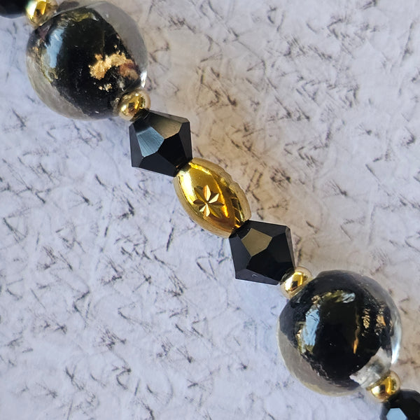 Black and Gold Glass Necklace