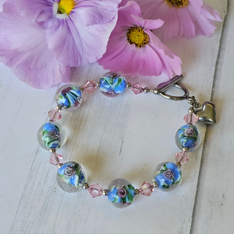 Blue Lampwork Glass Bracelet