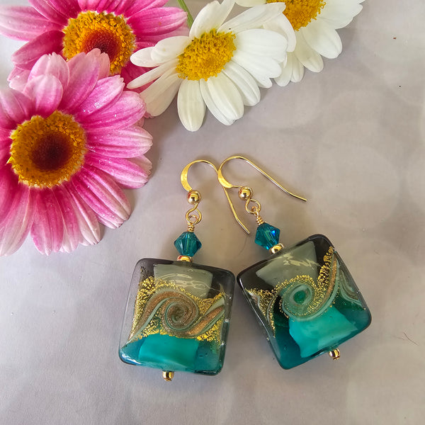 Mare Murano Glass Square Earrings