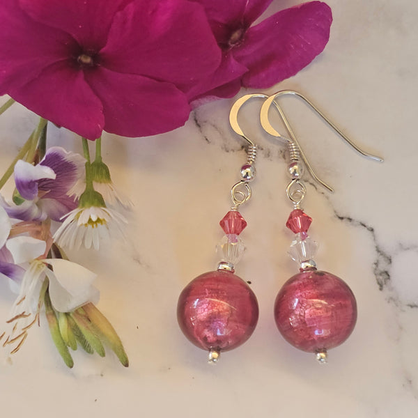 Silver Foil Murano Glass Earrings
