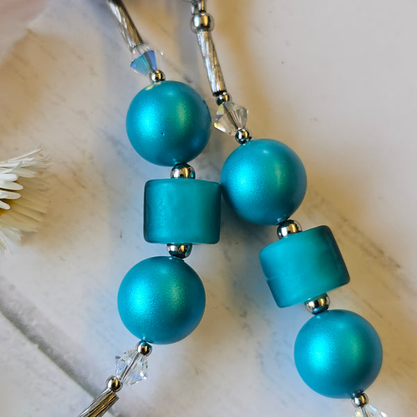 Turquoise Lampwork and Pearl Necklace