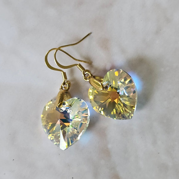 Swarovski Crystal Heart Earrings - Large