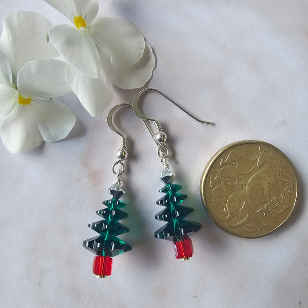 Swarovski Crystal Emerald Green Christmas Trees Silver