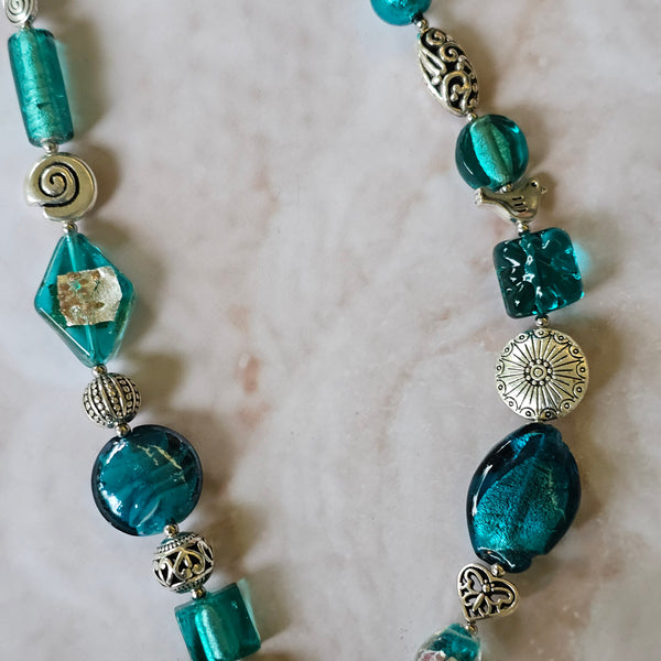 Long Teal Green Necklace