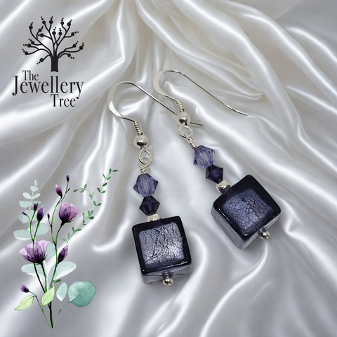 Purple Silver Foil Murano Glass