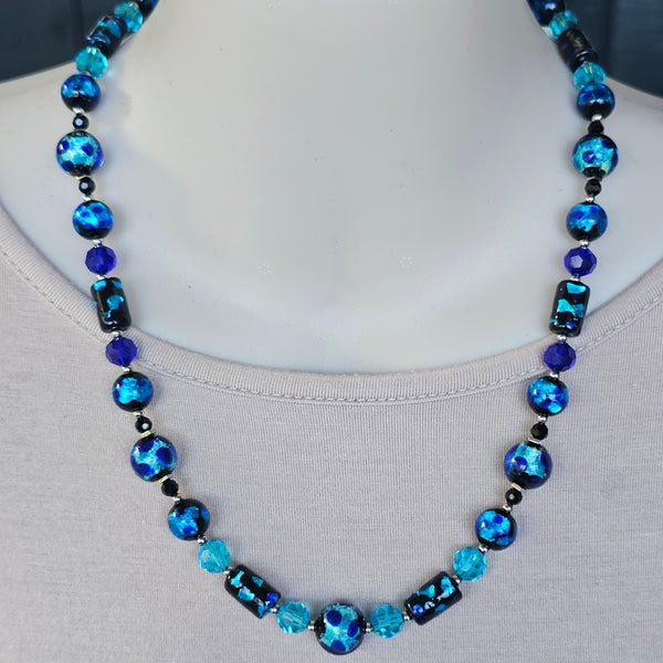 Two-Tone Blue Glass Necklace