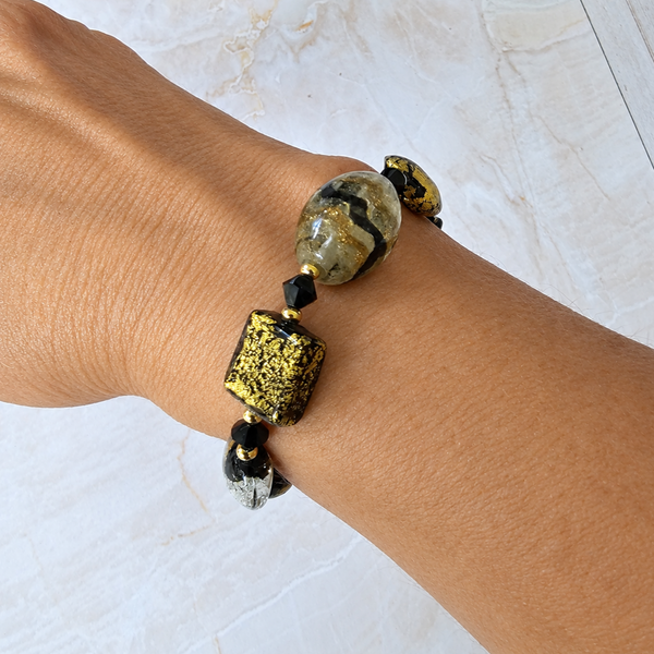 Black and Gold Glass Bracelet