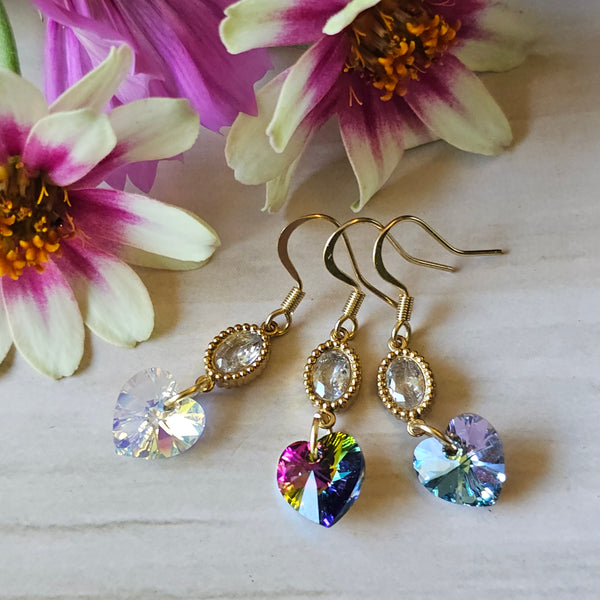 Swarovski Crystal Heart Dangles (Gold colour)