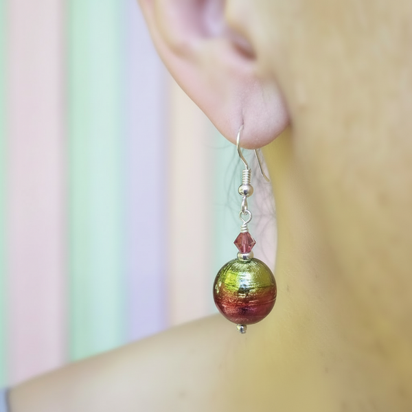 Silver Foil Bicolour Murano Glass Earrings
