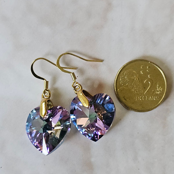 Swarovski Crystal Heart Earrings - Large