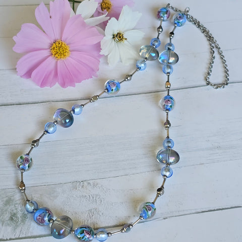 Blue Lampwork Glass Necklace
