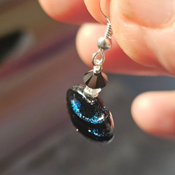 Silver Dichroic Disc Earrings