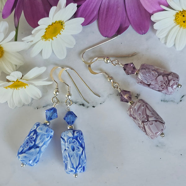 Millefiore Tube Earrings