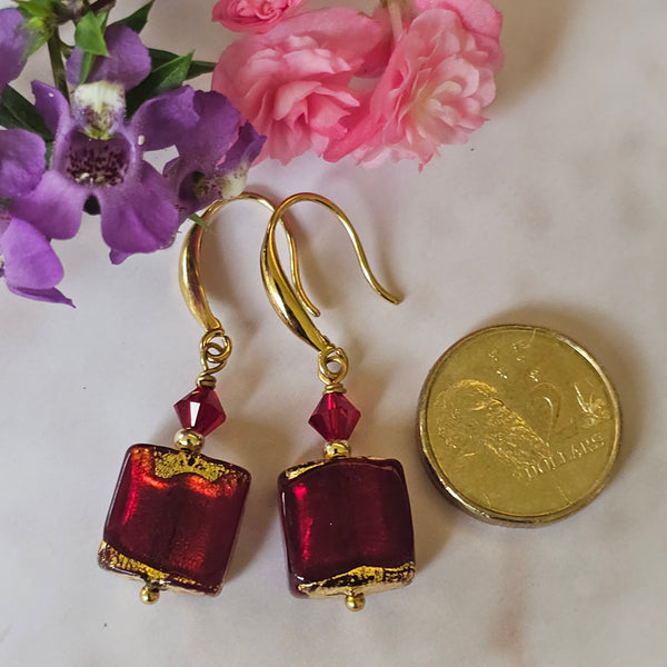 Exposed Gold Square Earrings