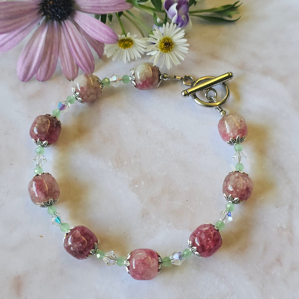 Pink and Green (Watermelon) Bracelet 23cm